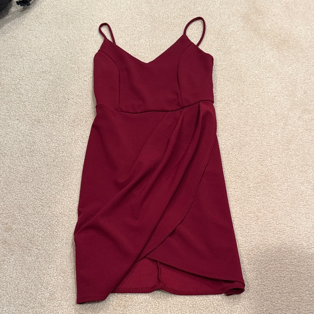 Lulu's Burgundy Mini Dress with Spaghetti Straps
